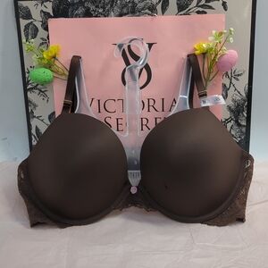Victoria's Secret Dream Angels Smooth & Lace Push-Up Bra 38C Brown